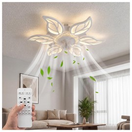 23.6" Ceiling Fan with Lights and Remote, Low Profile Flush Mount Ceiling Fan for Bedroom, Quiet DC Motor, 6 Speeds, 3CCT Dimmable LED Light for Living room, Modern Flower Fandelier for Low Ceilings