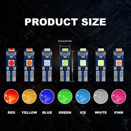 Lyxheth 10PCS T5 LED Bulbs, Instrument Cluster Bulbs, T5 37 2721 PC37 Canbus Error Free Dashboard Light Bulb, 3030 Chips Super Bright 12 Volt Replacement for Car Gauge Cluster Dome Map Lamp (Icy Blue)