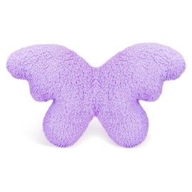 EVOLVEOVER Butterfly Throw Pillow for Girls & Adults - Plush Butterfly Shaped Pillow, Ultra Soft Stuffed Animal Decorative Cushion, 24", Purple (Vacuum Compressed Packaging)