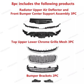 Unbranded 8PC For Malibu 2014 2015 Front Bumper Radiator Air Deflector Grille Mesh Kit