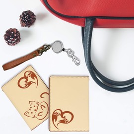 Pretimo Pass Case with Reel Animal Pattern Bifold Ladies Illustration Day White Cat One Point Beige / ps, Cat One Point Beige