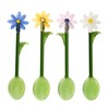 4 Pcs Flower Glass Spoons,5.9 inch Colorful Transparent Long Handled