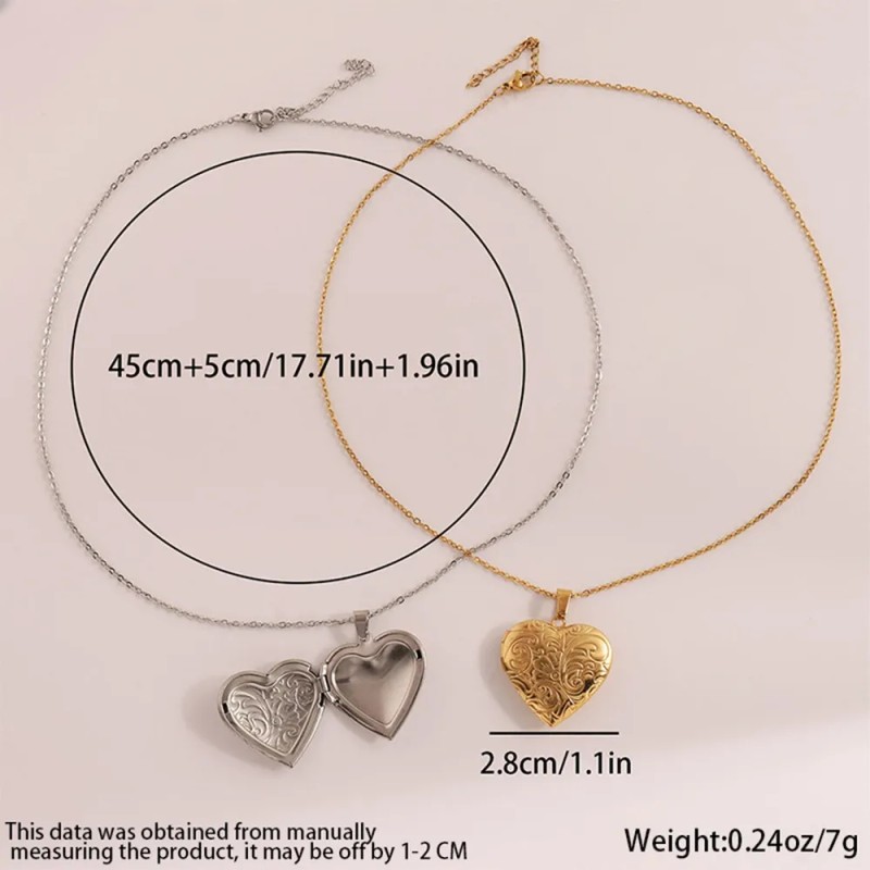 2pzs Collar Dije Corazón Para Parejas Fotos Acero Inoxidable Oro