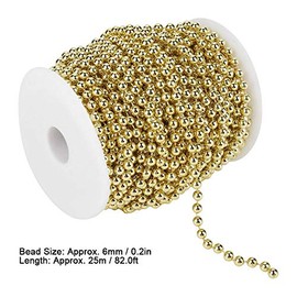 Walfront 25m/Rollo Galvanoplastia Perlas de Alambre de Perla Guirnalda Cuerda DIY Decoración de la Boda Diámetro 6mm (Oro)