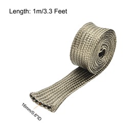 MECCANIXITY Heat Shield Sleeve, 5/8" ID 3.3 Feet Heat Sleeve Automotive Wire Heat Shield Fuel Line Heat Shield Sleeve Heat Sleeve Heat Wrap 800 Degree for Wires, Titanium Color