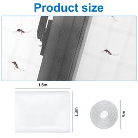 SUNNIFLY Fenstergitter Insektenschutz, 130 x 150cm Fliegengitter Fenster Ohne Bohren, Kann Nach Bedarf Zugeschnitten Werden, für Türen, Fenster und Balkone