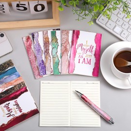 Supervitae 48 Pcs Mini Inspirational Notebooks Pens Bulk Motivational Notepads Gifts Positive Affirmation Quotes Pocket Journal for Students Teacher Coworker Women School Office(Marble Style)