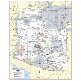 Cool Owl Maps Arizona State Wall Map Poster Rolled (Paper 24"x30")