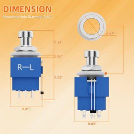 DaierTek Guitar Pedal Switch Lighted 3PDT 9 Pin Latching Stomp Footswitch Solder Lugs with Multi-colored Light -9pcs