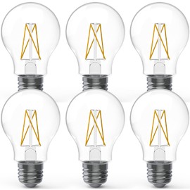 Sunco Lighting 6 Pack 9W=60W A19 Dusk to Dawn Outdoor LED Light Bulbs, CRI90 3000K Warm White, 850 Lumens, E26 Medium Base, Photocell Sensor Ambient Decorative Classic Edison Vintage Bulbs, Bright UL