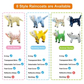 Junchl Small Dog Raincoat Rainboots with D-Ring, Full Coverage Dog Rain Jacket Slicker Poncho, Waterproof Dog Rain Jacket with Reflective Strip, Rainboot, Tail Cover Panda M