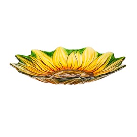 Evergreen 18" Hand Painted and Embossed Shaped Bird Bath, Sunflower