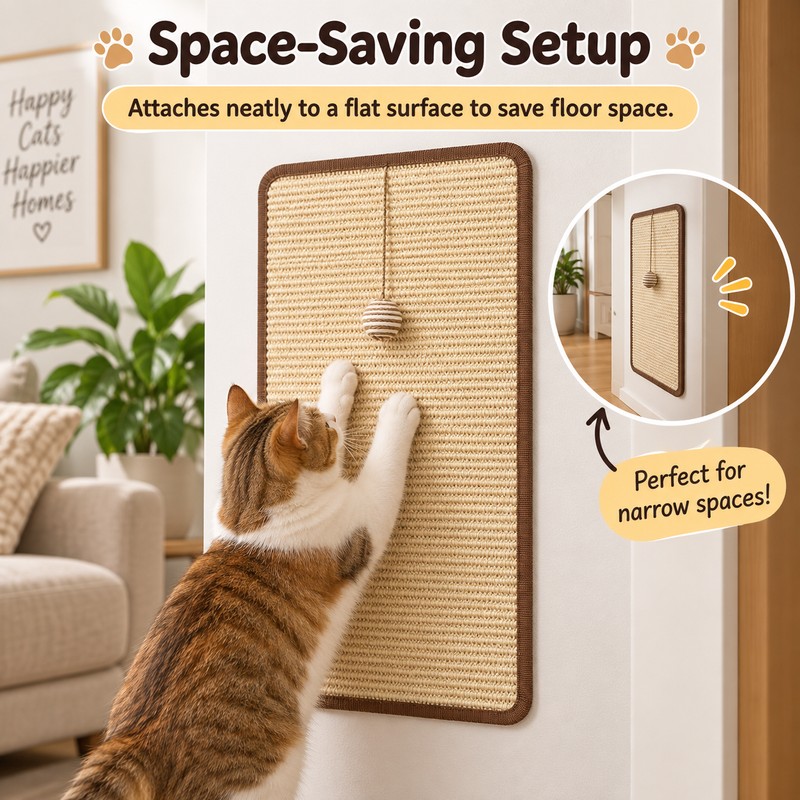 Sisal Cat Scratcher Replacement Pad with Hanging Ball – 40
