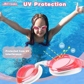 Freela Kids Swimming Goggles, Swim Goggles for 3-6 3-5 4-7 5-7 6-14 Boys Girls Toddlers Baby Child, Kid Swim Goggles for Swimming Toddler Glasses Pool Beaches Clear View Anti-Fog UV Protection