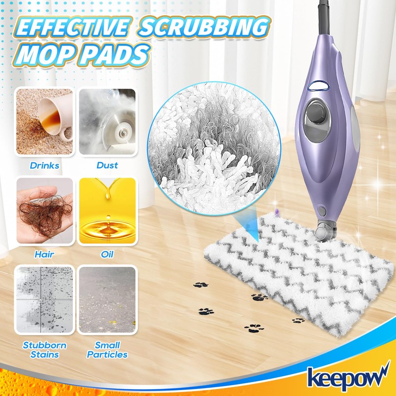 KEEPOW Steam Mop Replacement Pads 2 Pack Compatible with Shark