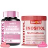 Myo & D-Chiro Inositol + Women's Probiotic Capsules for Hormone Balance, 2000mg Inositol Supplement & 6 Billion CFU Probiotic Complex with Cranberry Extract