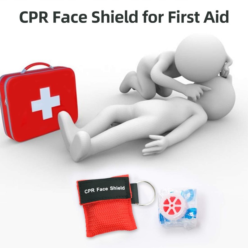 50 Packs CPR Pocket Mask, CPR Face Shield for Keychain,