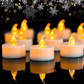 Velas Eléctricas 24 PCs - Uplayteck Velas LED Pilas velas Sin Llamas, Libres de Humo, Efecto Siempre Brillante, 100% Seguras, LED Velas de Té para Hogar Festivales Decoración, Bodas y Fiestas