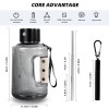 Hydrogen Water Bottle With Portable Foldable Straw, 57OZ/1.5L Large Portable