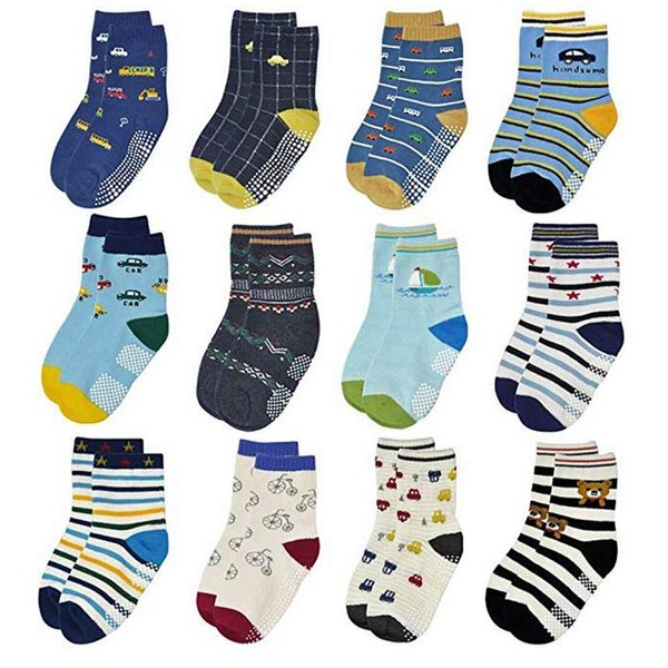 Toddler Socks Kids Non Slip Socks for Boys Girls 12