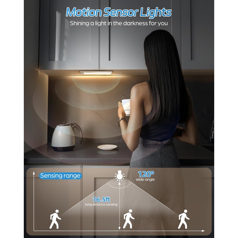 HIBOITEC Led Under Cabinet Lighting Motion Sensor Under Counter Light