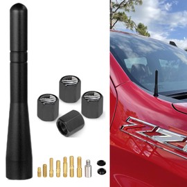 SZSAUTO Mini Car Radio Antenna 4inch Short Antenna Replacement with Valve Stem Caps