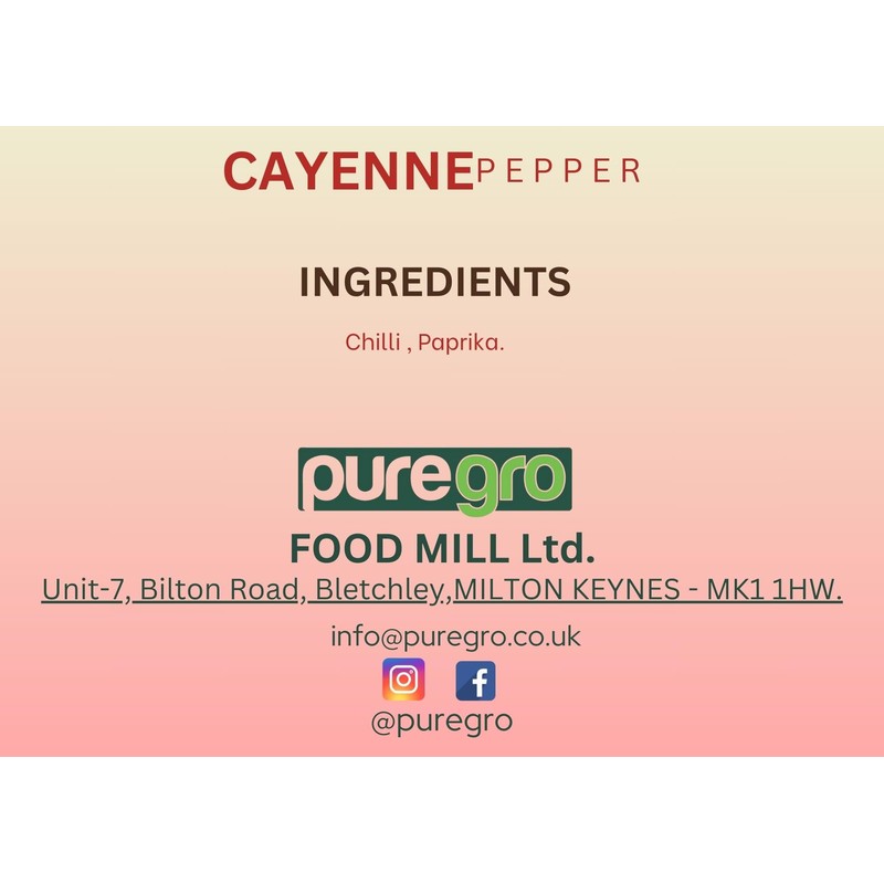 Puregro Cayenne Pepper Powder 100g| Ground Hot Chilli Spice for
