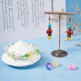 Beadthoven 128pcs Mix Glass Flower Bead Caps Lily of The Valley Beads for Jewelry Making 8 Colors Mini Flower Glass Crystal Bead End Caps for DIY Keychain Necklace Dangle Earring Making Craft 9x13mm