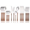 JASHII 24pcs Stainless Steel Imitation Wood Handle Cutlery Set, Knife