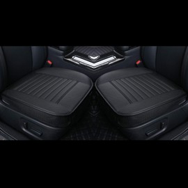 EDEALYN (2PCS PU Leather Seat Covers Auto Seat Protector Car Seat Covers for Front Seat with Side Flaps,(Deep20 inch × Width20 inch × Thick 0.4 inch) (Black-2 PCS)