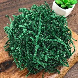 50g Raffia Paper Shred Crinkle Cut,for Easter Gift Wrapping Craft DIY Packaging Filling Party Decoration (Dark Green)