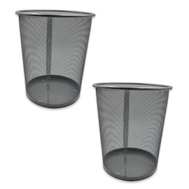 schone Silver Metal Waste Paper Bins – Pack of 2 – Ventilated Mesh Design – Fuss-Free & Easy Usage – Keeps Your Surroundings Clean