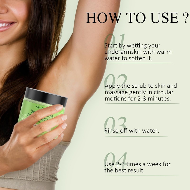 Underarm Detox Scrub, Armpit Detox Green Tea, Mint and Tea