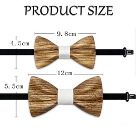 HZQIFEI Father Son Bow Tie Set 2 Pieces Wooden Bow Tie Men Kids Adjustable Evening Party Wedding Ceremony, Style #04
