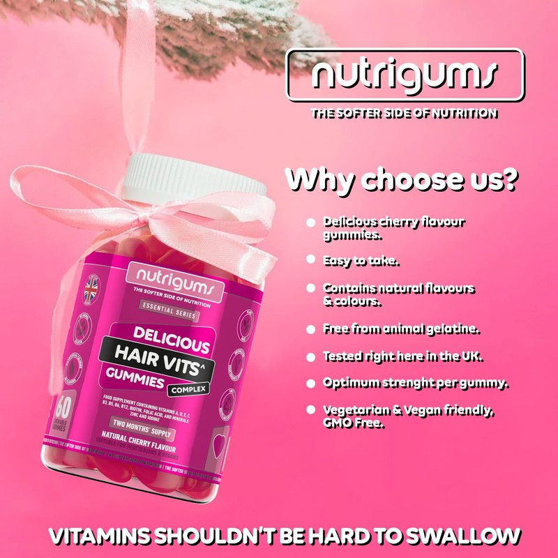 NUTRIGUMS® - Hair Vitamin Biotin Complex | 60 Vegan Cherry