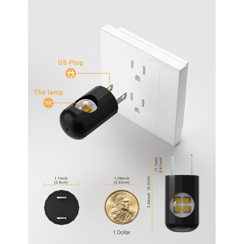 6 Pack LED Night Lights with Dusk to Dawn Sensor,
