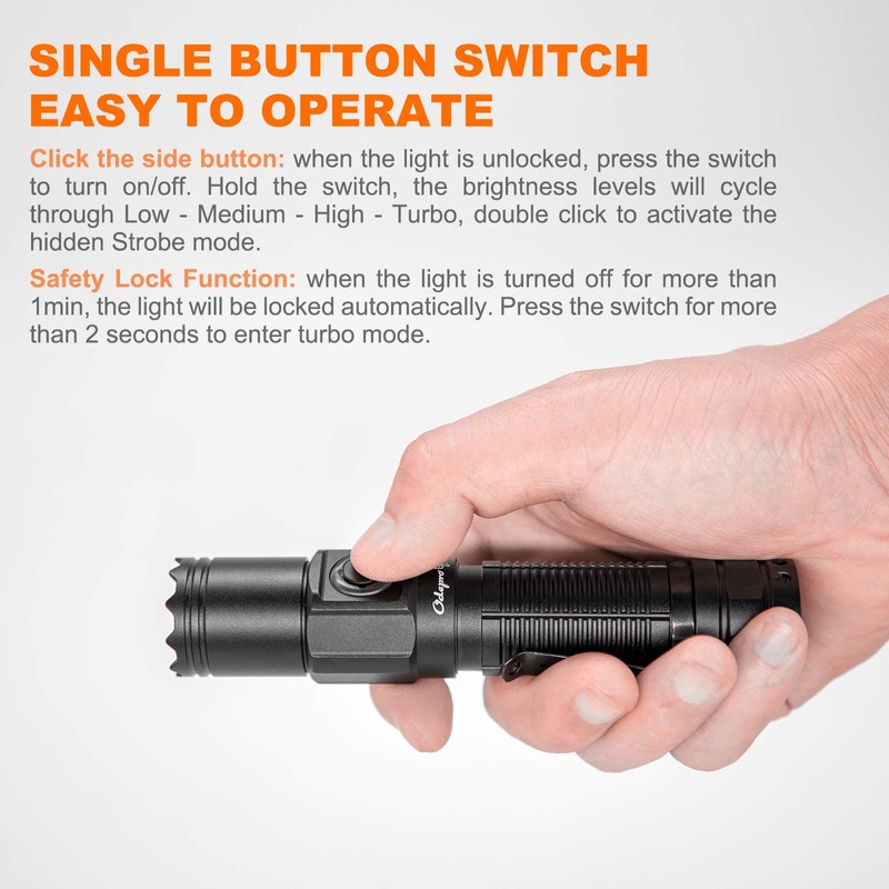 Odepro NT21 1200 Lumen Super Bright LED Rechargeable Flashlight with