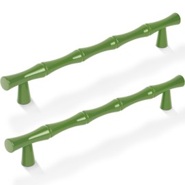 Vicycmc Green Cabinet Pulls 5 Inch(128mm) Hole Center,Zinc Alloy Solid Dresser Cabinet Handles Luxury Drawer Pull Hardware for Bedroom, Kitchen 6 Pack ZJ01