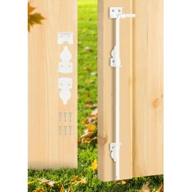 24" Heavy Duty Cane Bolt Gate Drop Rod Hardware Ground Latch for Wood PVC Vinyl Metal Fences Gates, Double Doors, White Solid Steel -1 Pack