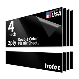 Trotec TroLase | 12"x20"x1/16, 4 Pcs | Gloss Black/White | 2 Ply | Modified Acrylic | Laser Engraving Double Color Plastic Sheet | Engraving Blanks for Laser, Saw, Guillotine | Made in USA