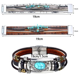 Thunaraz 3Pcs Leather Wrap Bracelets for Women, Boho Wrap Bracelets Leather Cuff Bangle Beads Bracelets Stackable Western Bracelets Jewelry Gifts for Women Turquoise