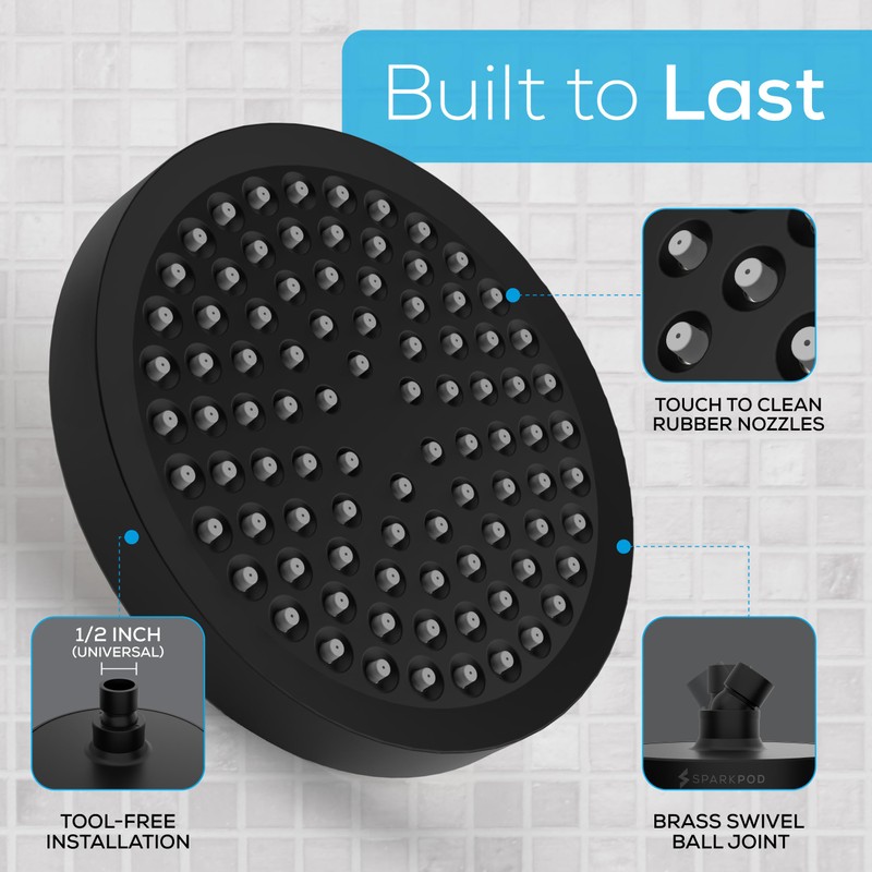 SparkPod Shower Head - High Pressure Rain - Premium Quality