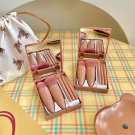 Juego De Brochas De Maquillaje De Tamaño De Viaje 5 Uds. De Base Sintética De Primera Calidad Correctores En Polvo Sombras De Ojos Brochas De...      