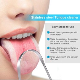 2 Pack Tongue Scraper, 100% Surgical 304 Stainless Steel Tongue Cleaner for Adults And Kids, Professional Tongue Brush for Oral Care, Improve Bad Breath and Fresh Breath Daily Durable