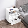 White Nightstand with 3 Drawers 21" Wood Bedside Table Large