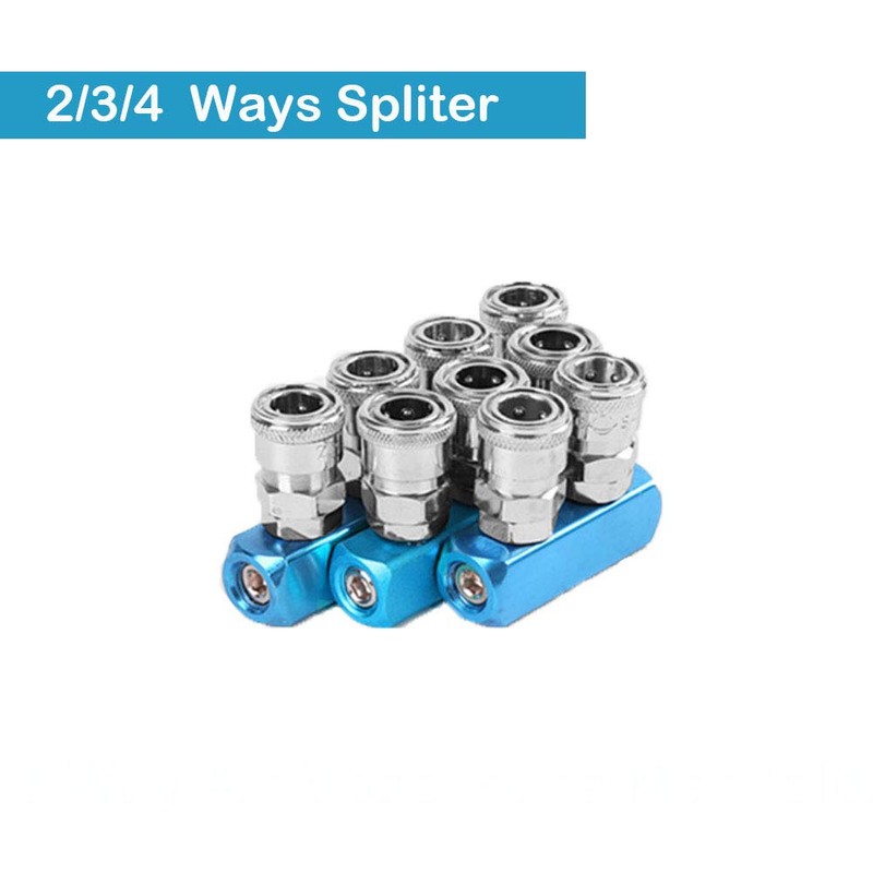 SagaSave 3Pcs Aluminum Air Compressor Splitter, 2/3/4 Way Quick Connect