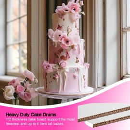 ANSSDO ANSSDO 14 Inch Round Cake Drums, 6 Packs Greaseproof Cake Drum in Gold Black White Assorted Color Cake Base, Cardboard Cake Boards for Presenting Heavy/Tall Tiered Cakes, Base para Pastel