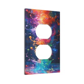 LOLREAI Decorative Outlet Covers Abstract Colorful Watercolor 1 Gang Wall Plate Cover Receptacle Duplex Light Switch Cover Plate Single Dual Plug Covers Electrical Switchplate Faceplate