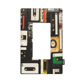 Pznen Music Single Rocker Wall Plate Vintage Audio Record Cassette Tapes 1-Gang Rocker Light Switch Plates Standard Receptacle Plug Cover for GFCI Outlet