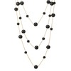 Gold White Statement Necklace Three-Strand Long Chains with Black Pearl